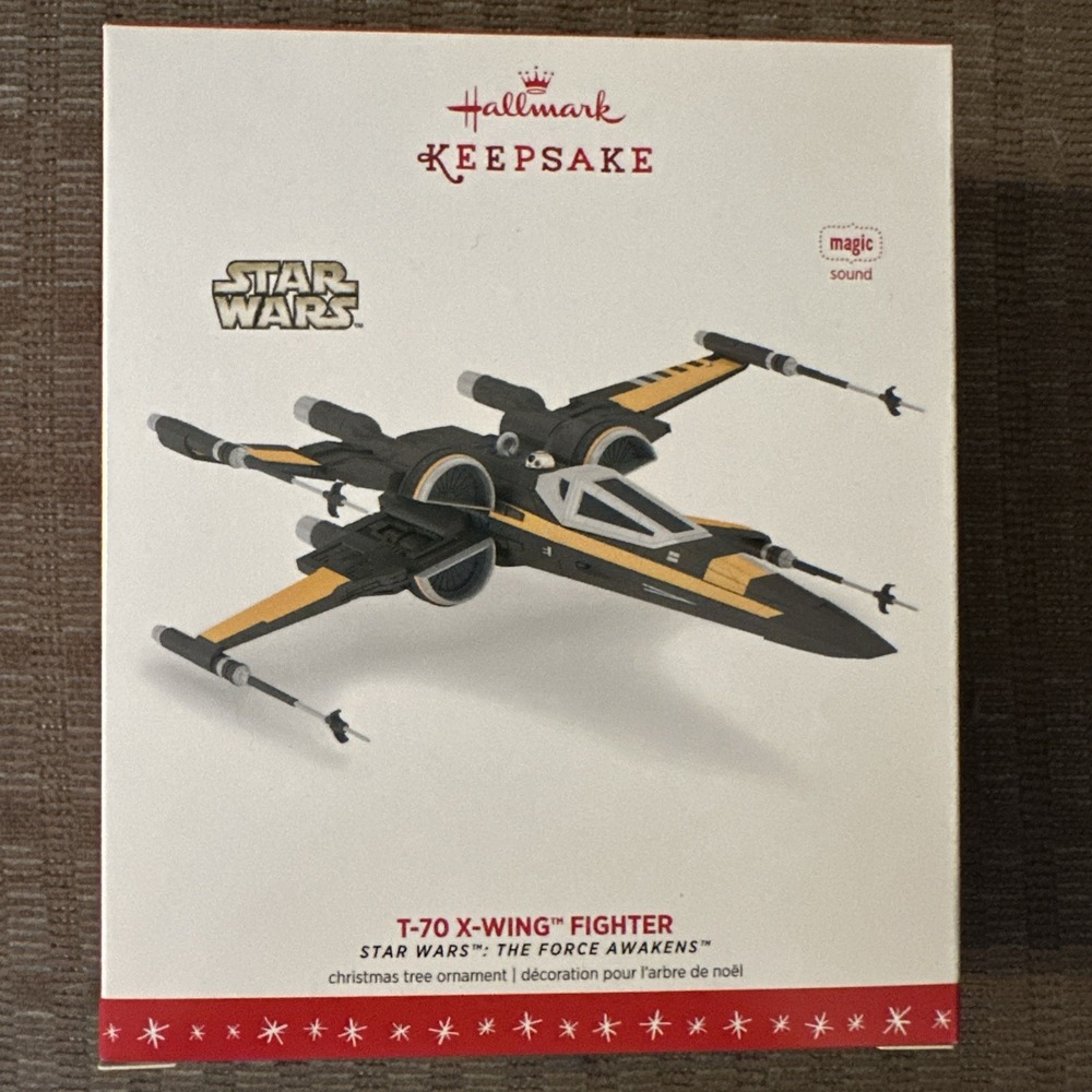 2016 Hallmark T-70 X-Wing Fighter Star Wars Keepsake Ornament IOB QXI3411 ES1753